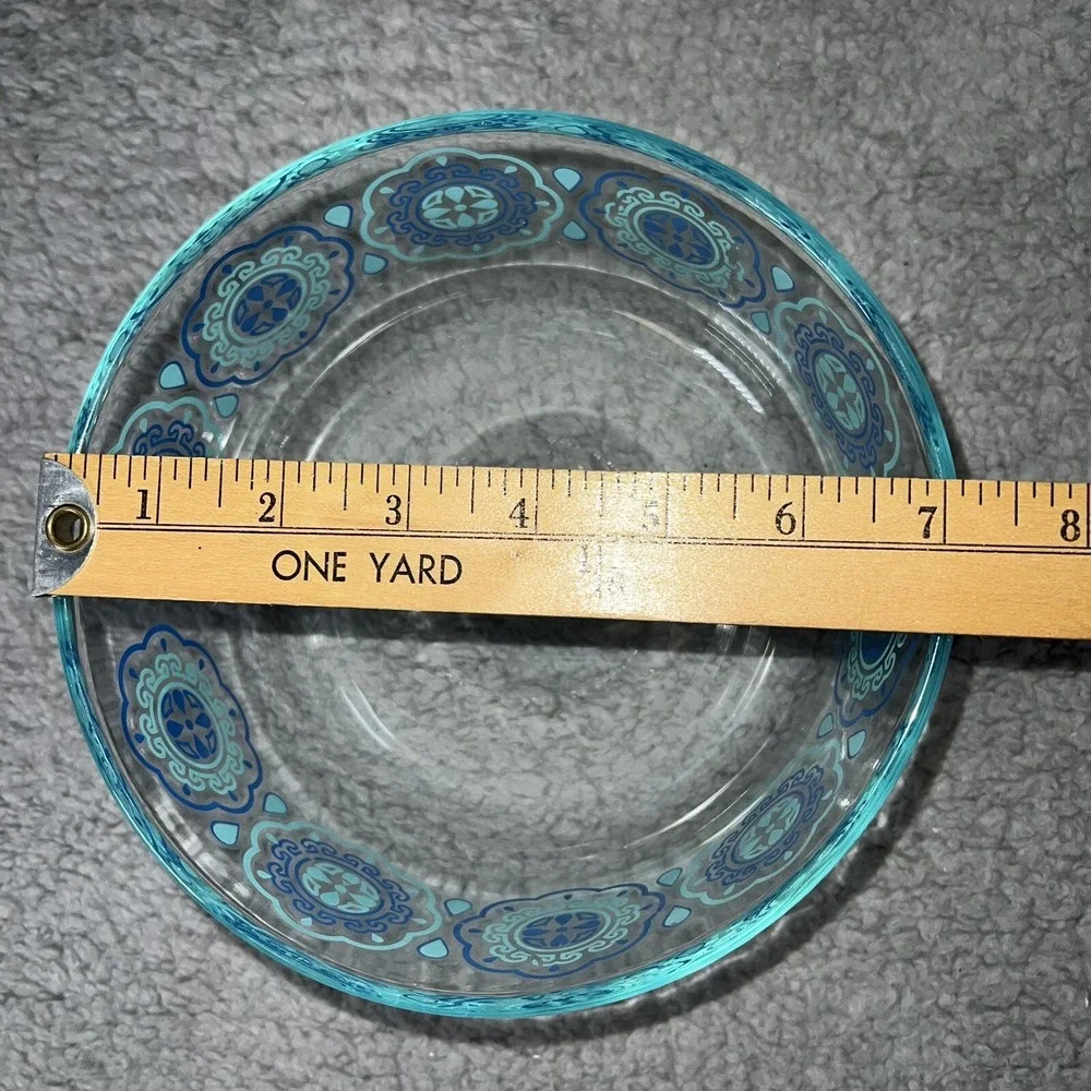 Vintage Pyrex Blue/Turquoise Decorative Storage Bowls 7201 7203 No Chips No Lids